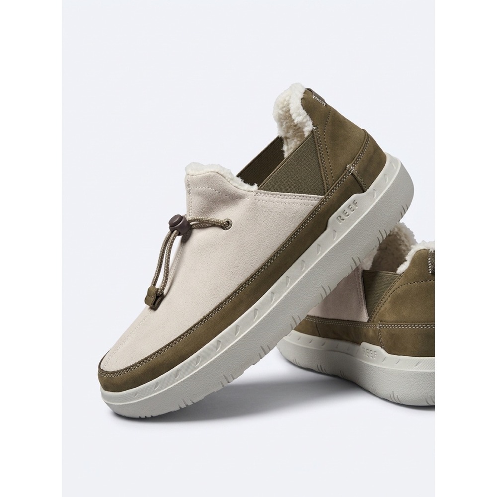 Reef Cushion Coast Mens 12 Leather Faux Shearling Slippers Retro Gorpcore